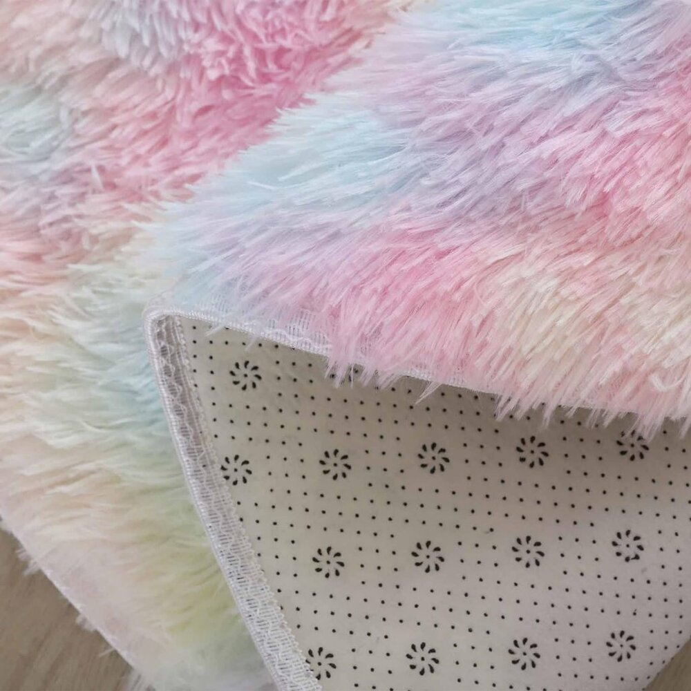 NEW Round Cotton Candy Tie-Dye Rainbow Area Accent Rug 6ft x 6ft - Picture 3 of 6